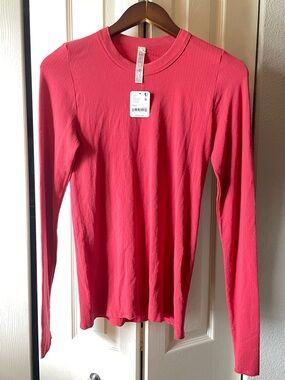 Intimately by Free People Women's Ribbed Long Sleeve Crewneck Tee - Coral Pink
